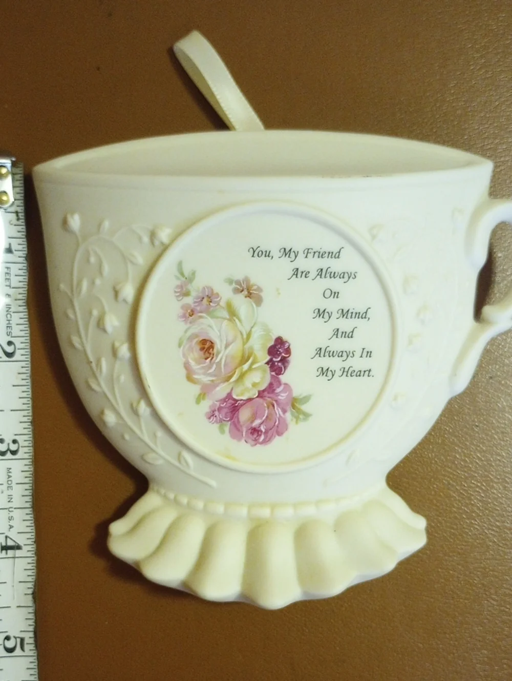 Hearts & Flowers Heritage Collection Floral Porcelain Teacup Fragrant Wall Decor